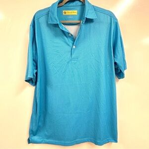 0158 Donald Ross Sportswear Blue Striped Performance Polo Shirt